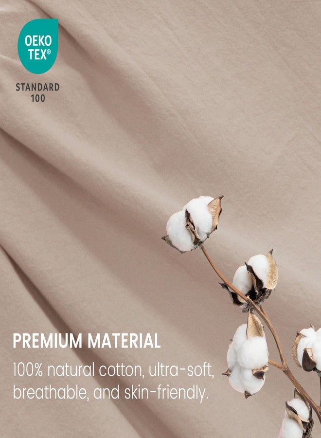 BISELINA 100% Washed Cotton Sheet Set Full Size 4 Pieces Soft Breathable Durable Chic Bedding Set for All Season - Mauve Pink Brown, Full - Image 5