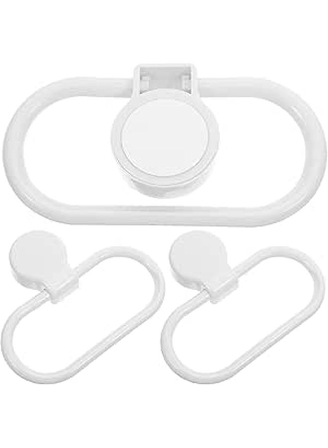 Self Adhesive Towel Rings Wall Mounted Rack White Set Of 3 For Bathroom Kitchen Shower - Image 1