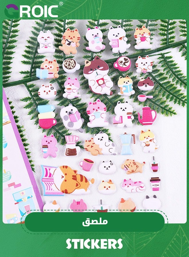 GROIC ملصقات للأطفال 4 أوراق مختلفة، ملصق منتفخ ثلاثي الأبعاد للفتيات الصغيرات، سجل قصاصات كبير، ملصقات على شكل قلب الدب الحيواني الرغوي للأطفال، لعبة ملصقات ثلاثية الأبعاد - Image 4