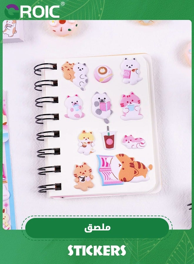 GROIC ملصقات للأطفال 4 أوراق مختلفة، ملصق منتفخ ثلاثي الأبعاد للفتيات الصغيرات، سجل قصاصات كبير، ملصقات على شكل قلب الدب الحيواني الرغوي للأطفال، لعبة ملصقات ثلاثية الأبعاد - Image 5