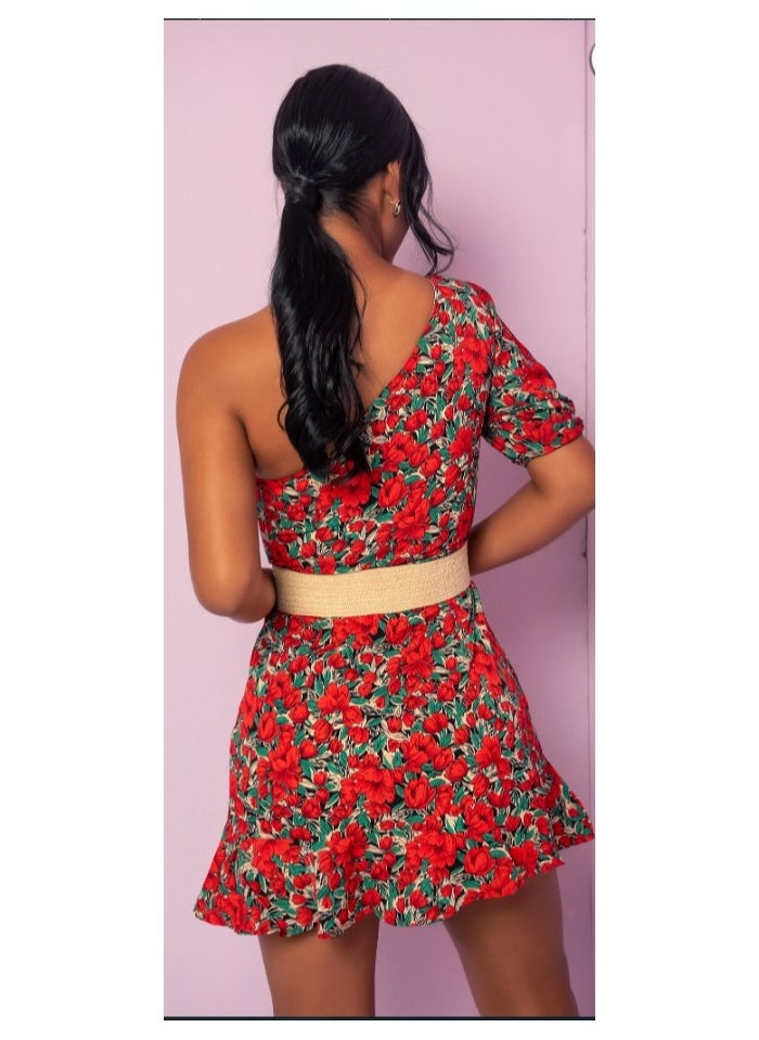 Shein One-shoulder floral belted dress  - Image 3