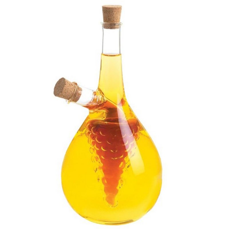 ELETON Oil Vinegar Cruet2 and 1 Oil DispenserOlive Oil Grape Vase Glass Clear Oil Dispensers for Kitchen Cooking Container