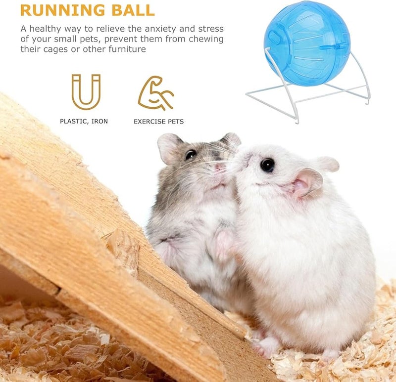 عجلة الجري الهامستر الزرقاء مع حامل كرة التمرين للحيوانات الأليفة الصغيرة لخنازير غينيا شنشيلة - Image 5
