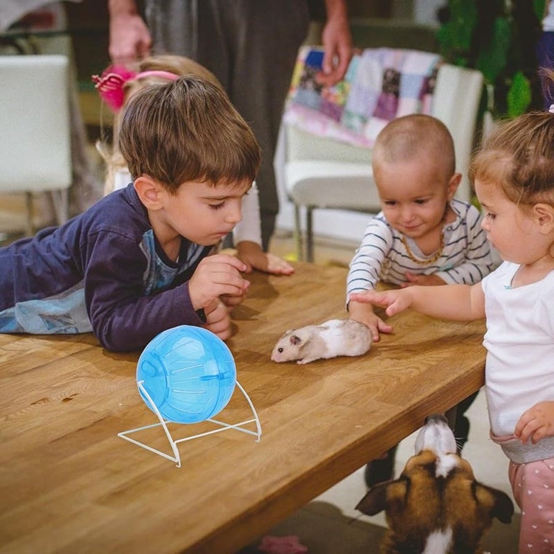 عجلة الجري الهامستر الزرقاء مع حامل كرة التمرين للحيوانات الأليفة الصغيرة لخنازير غينيا شنشيلة - Image 3