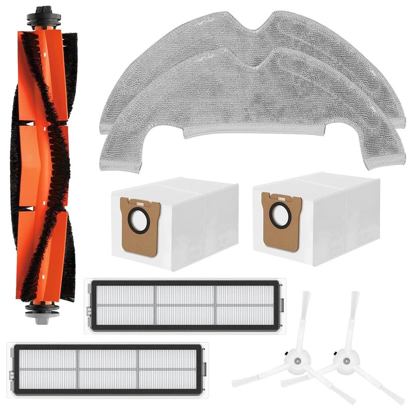 Verilux Verilux 9Pcs Replenishment Kit Replacement Parts Compatible with Mi Robot Vacuum X10 Replacement Accessories 1 Main Brush 2 Side Brushes 2 Mop Cloth 2 Dust Collection Bags 2 Filters - Image 1