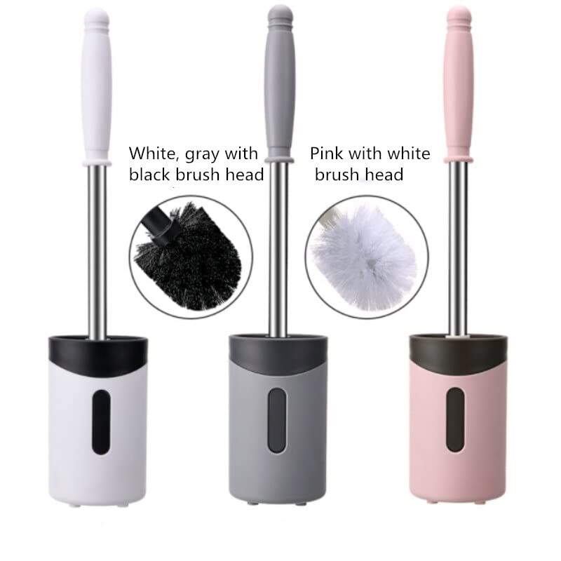 TGOPIT Toilet Brush and Holder Set Soft Silicone Bathroom Toilet Cleaning Brush Set with Stainless Steel Long Handle NonSlip Soft Bristle Brush Quick Drying Holder Set Wall Mounted1 Pack - Image 3
