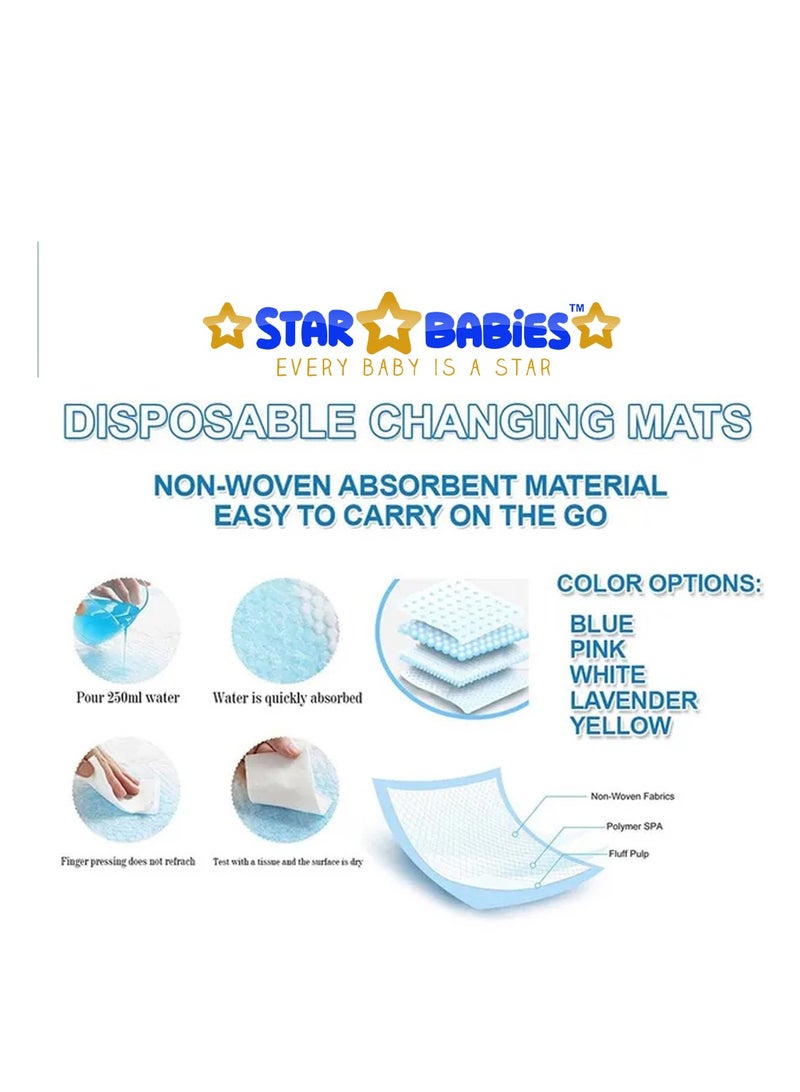 STAR BABiES نجوم الأطفال - اشترِ 1 واحصل على 1 (عربة أطفال خفيفة الوزن محمولة مع طي مدمج مع 25 قطعة مجانية من حصائر التغيير القابلة للاستخدام لمرة واحدة - رمادي/أزرق) - Image 5