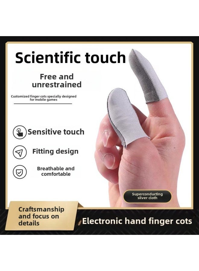 Silver Cloth Finger Cover Game Finger Cover Silver Fiber Hand-swimming E-sports Finger Cover Ultra-thin Sweat-proof Chicken Walking Non-slip Competitive-Product Color:Finger Cot Packaging Bag  - Image 2