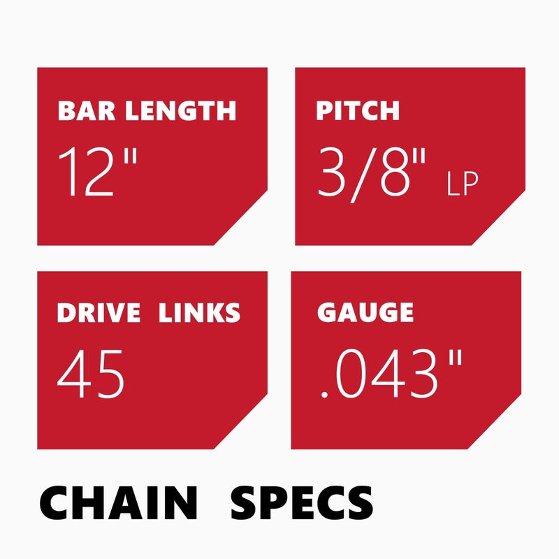 KAKEI Chainsaw Chain 12 Inch 3/8" LP Pitch .043" Gauge 45 Drive Links Fits Dewalt 20V DCCS620, Kobalt 1224, WG350/ 380, LCS1240 - DWO1DT612, R45 (3 Chains) - Semi Chisel - Image 3