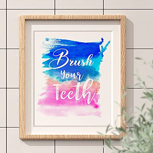 FALJIOK Watercolor Decor Bathroom Wall Art Prints, Funny Brush Wash Wall Decor, Colorful Abstract Paint Splats, Inspirational Quotes Poster for Bathroom Nursery Wall Art Prints Set of 4 (8”X10”) Unframed - Image 4