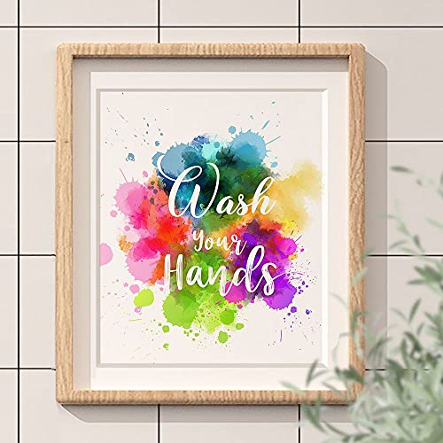 FALJIOK Watercolor Decor Bathroom Wall Art Prints, Funny Brush Wash Wall Decor, Colorful Abstract Paint Splats, Inspirational Quotes Poster for Bathroom Nursery Wall Art Prints Set of 4 (8”X10”) Unframed - Image 5