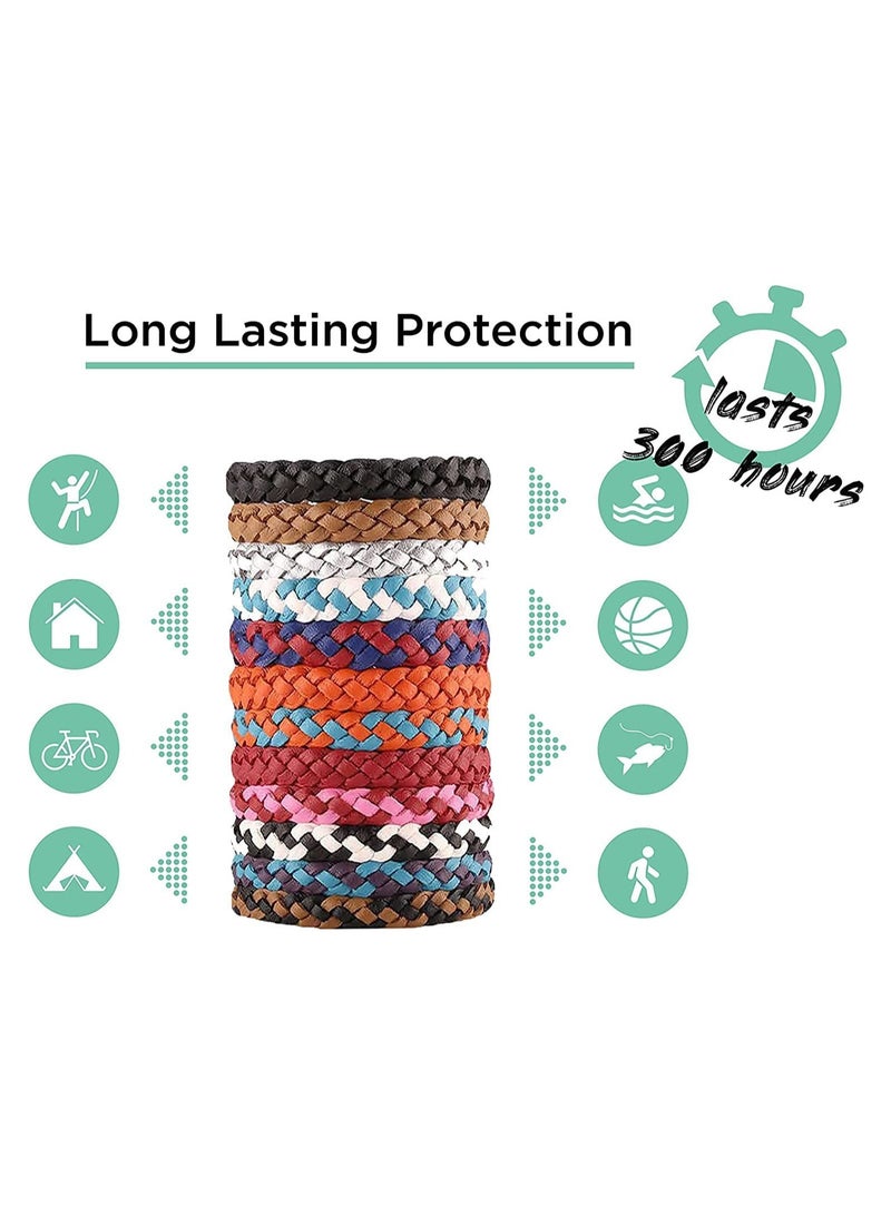 SYOSI Mosquito Repellent Bracelet 12 Pack, Adjustable Leather Deet-Free Natural Insect Bands for Adults & Kids, 300 Hour Protection (Multi Colour)  - Image 4