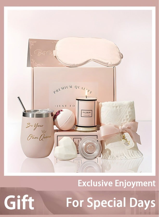 general Gift Basket for Mom, Sister & Friend - Ramadan Gift Set with Rose Bath Bombs, Silk Scarf & Candle (Wedding/Birthday Gift for Women) - Image 1