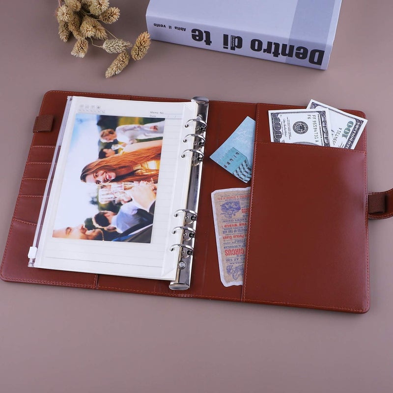 Antner A5 PU Leather Binder Cover for Filler Paper, Refillable Personal Planner with Magnetic Buckle Closure, Brown - Image 4