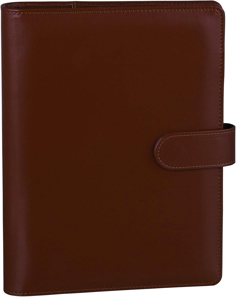 Antner A5 PU Leather Binder Cover for Filler Paper, Refillable Personal Planner with Magnetic Buckle Closure, Brown - Image 1