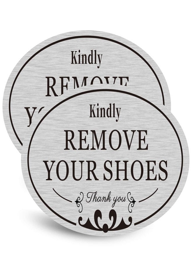 CARGEN 2 PACK Kindly Remove Your Shoes Oval Please Take Off Your Shoes No Shoes Sign Decal Sticker Home House Door Sign 6.3" x 3.8" - Image 1