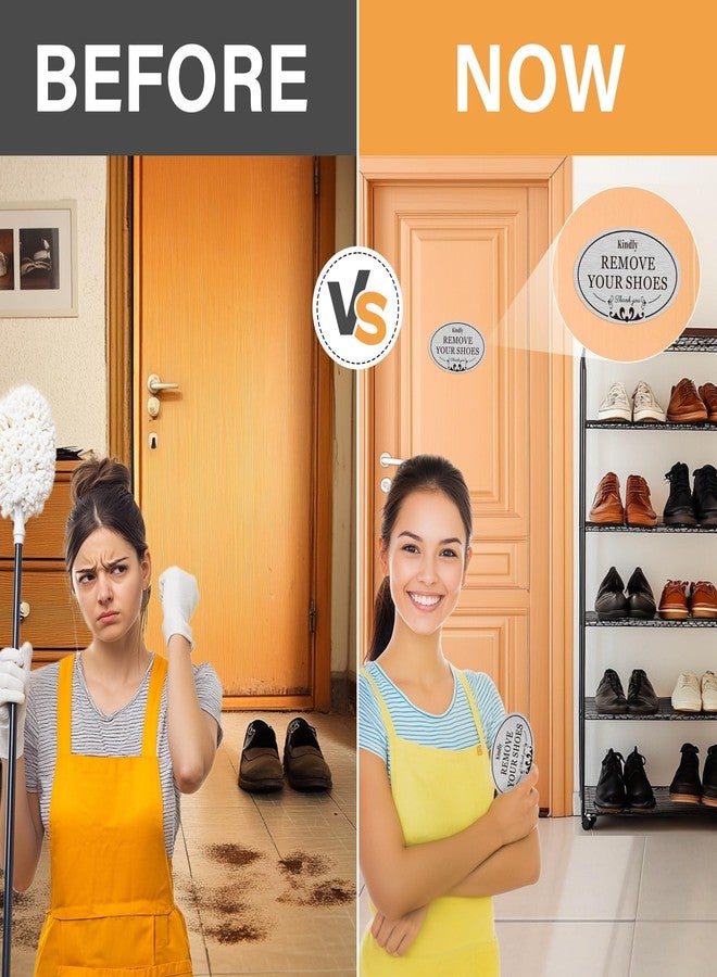 CARGEN 2 PACK Kindly Remove Your Shoes Oval Please Take Off Your Shoes No Shoes Sign Decal Sticker Home House Door Sign 6.3" x 3.8" - Image 3