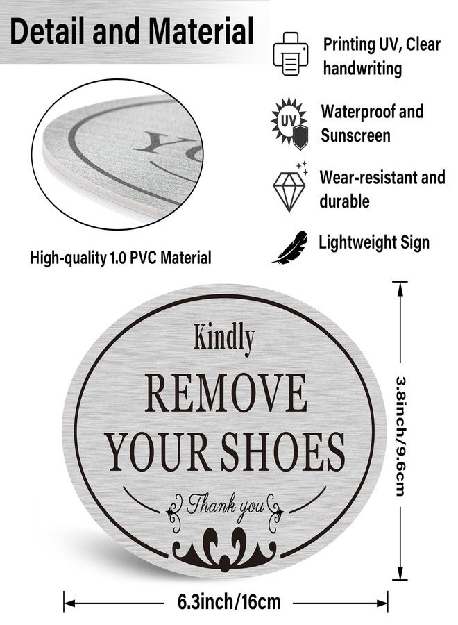 CARGEN 2 PACK Kindly Remove Your Shoes Oval Please Take Off Your Shoes No Shoes Sign Decal Sticker Home House Door Sign 6.3" x 3.8" - Image 2