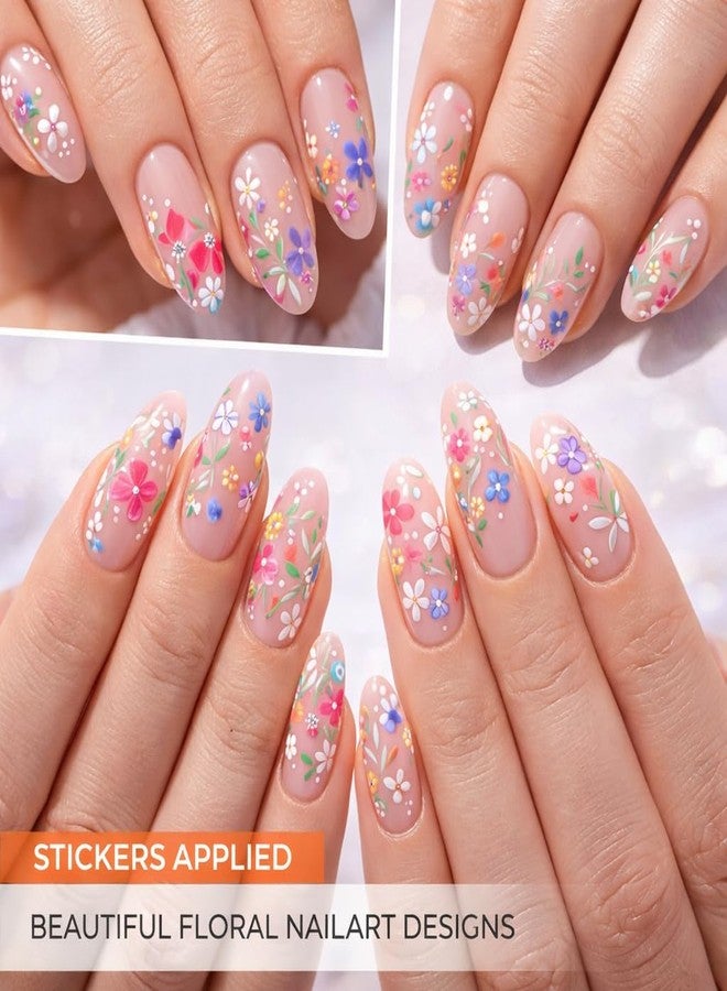 Scheibe 15 Sheets 3D Nail Art Stickers, White Floral Design, Self-Adhesive Decals for Manicure Decoration Design May Vary - Image 3