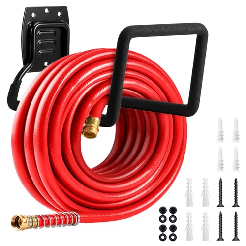 QMSK Garden Hose Holder Metal Wall Mounted Water Hose Reel for Outside Durable Hook Stand for Garden Hose Storage Water Hose Extension Cords Flexable Hose Use1Pack - Image 1
