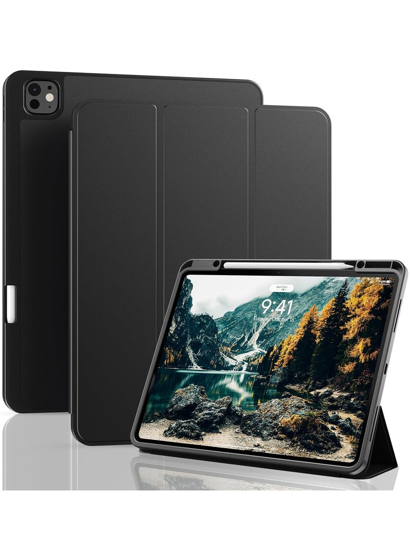 Case for iPad Pro 13 Inch (M4) 2024 with Pencil Holder, Supports Pencil Pro Magnetic Charging, Smart Magnetic iPad Case with Trifold Stand, Supports Auto Wake/Sleep (Black) - Image 1