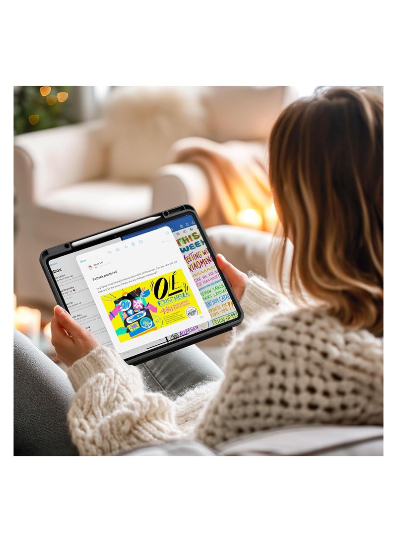 Case for iPad Pro 13 Inch (M4) 2024 with Pencil Holder, Supports Pencil Pro Magnetic Charging, Smart Magnetic iPad Case with Trifold Stand, Supports Auto Wake/Sleep (Black) - Image 5