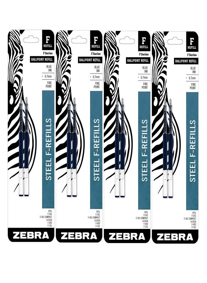 Zebra Technologies Zebra Pen F-Series Ballpoint Stainless Steel Pen Refill, Fine Point, 0.7mm, Blue Ink, 2-Count (4) - Image 1