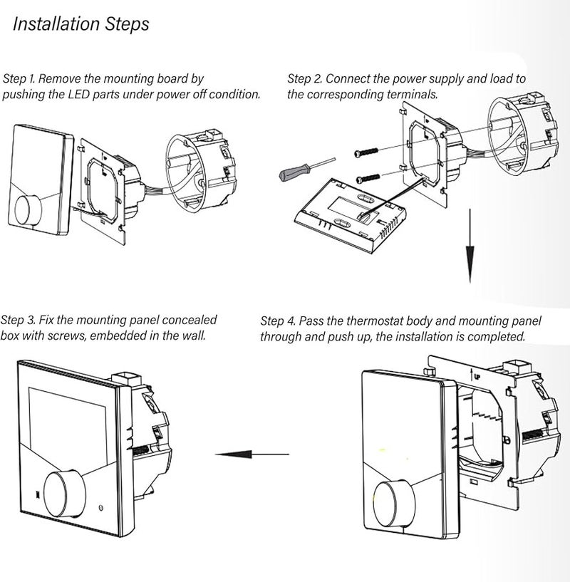 لوحة تحكم ترموستات رقمي أسود لساونا نظام تدفئة تحت الأرضية - Image 3