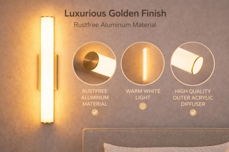 FILLISKA® 18 Watt Modern LED Picture/Dressing/Vanity/Bathroom/Mirror Light for Home, Warmwhite Light & Medium Size (AntiqueGold-567) - Image 3