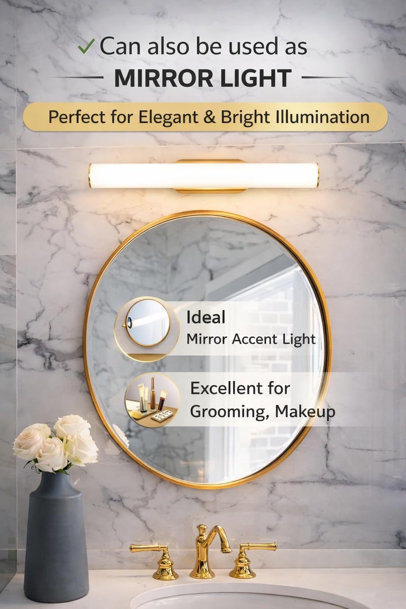 FILLISKA® 18 Watt Modern LED Picture/Dressing/Vanity/Bathroom/Mirror Light for Home, Warmwhite Light & Medium Size (AntiqueGold-567) - Image 4