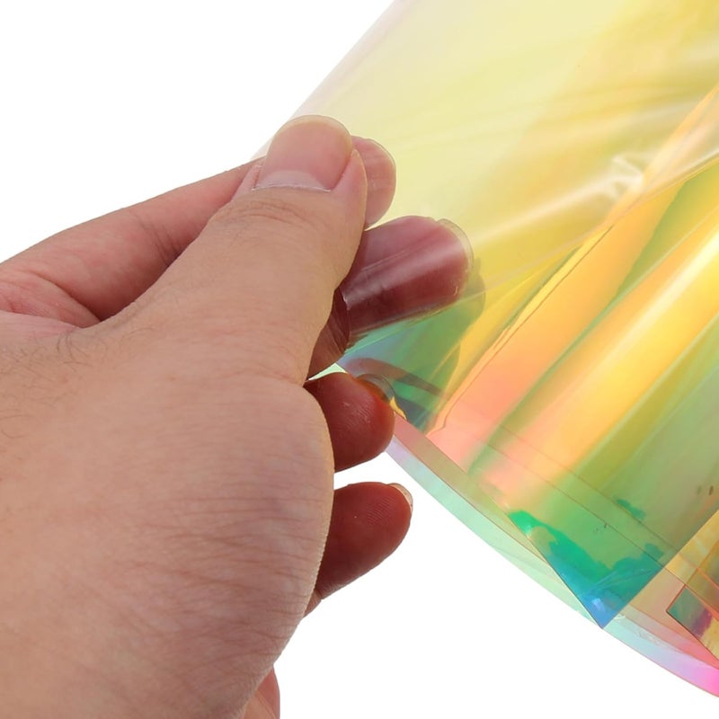 قماش PVC قزحي الألوان 50 سم × 95 سم ذهبي فاتح لصنع الحقائب DIY والحرف الخياطة، مادة PVC الهولوغرافية المناسبة للأزياء والتطبيقات الزخرفية - Image 3