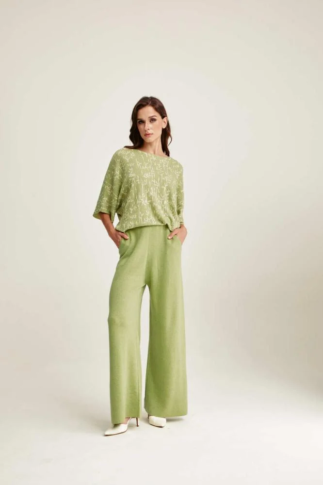 Tenda Wide-Leg Knit Trousers Green