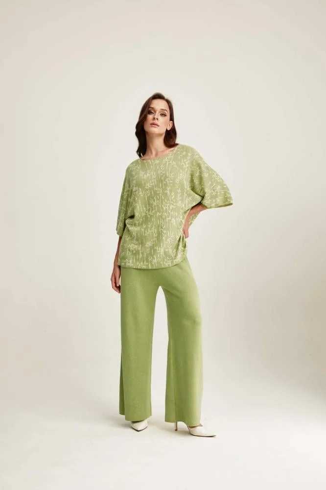 Tenda Wide-Leg Knit Trousers Green