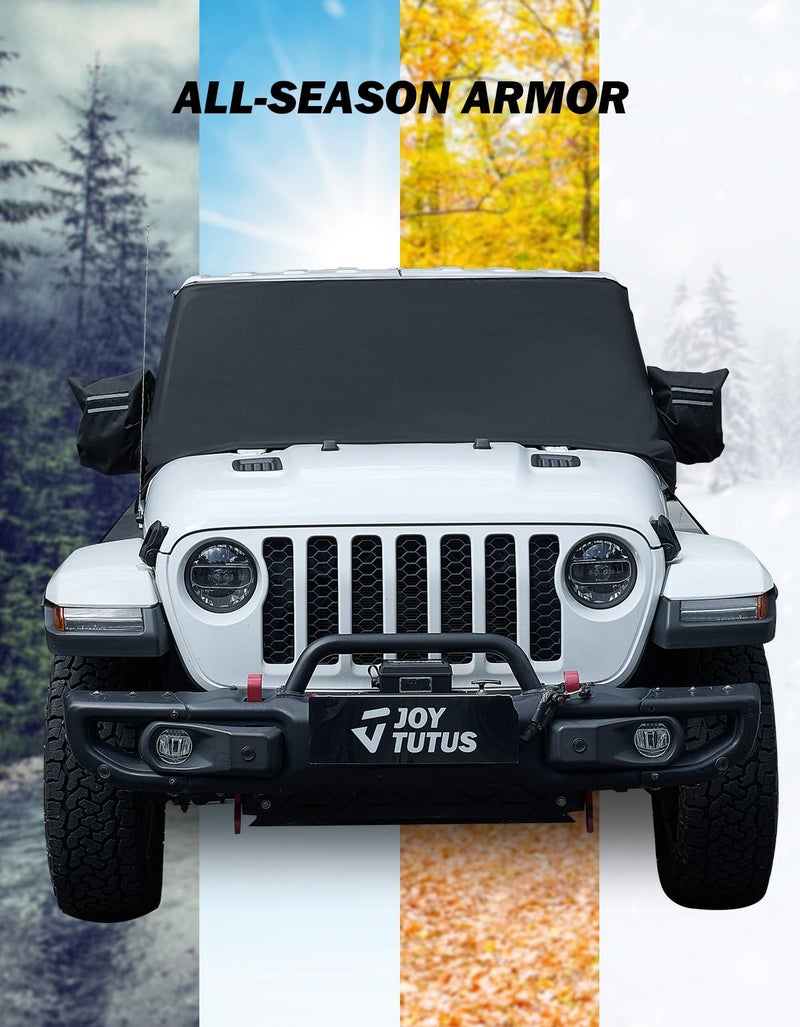 JOYTUTUS Windshield Snow Cover for Wrangler JK JL 2007-2026 & Gladiator JT 2020-2026 | All-Weather Protection with Side Mirror Covers | Waterproof, Anti-Theft Design - Image 5