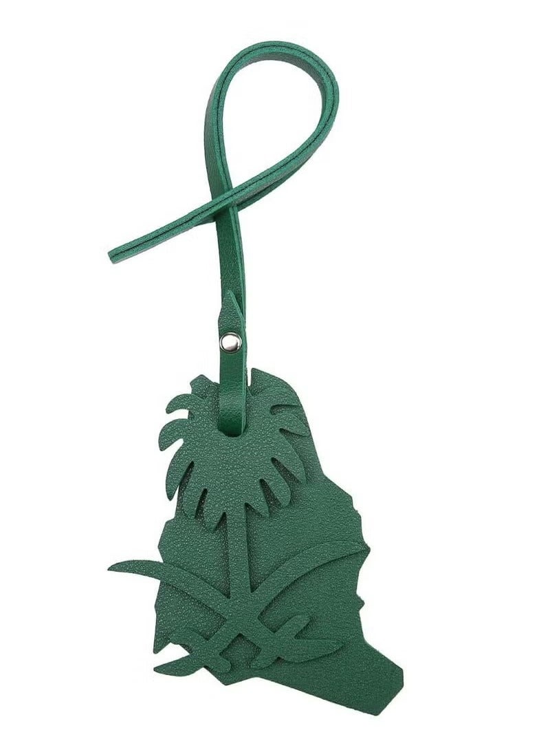 Custom Saudi Arabia Map Coat of Arms Pendant  Two Swords Palm Tree Car Ornament Leather Luggage Tag Gift Custom Name Leather Car Accessory for Luggage or Commemorative Gift - Image 1