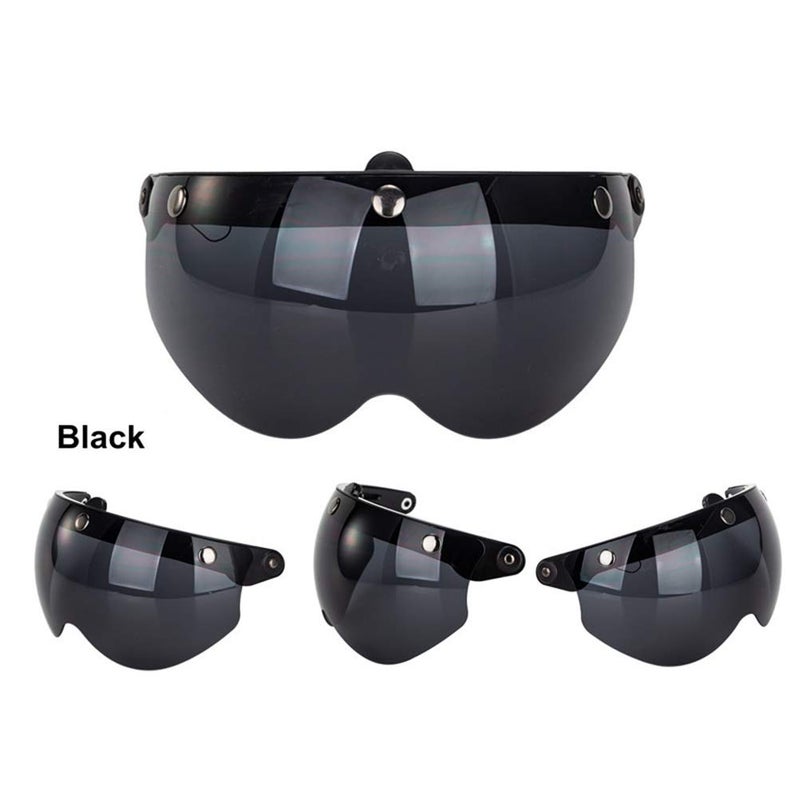 HEITIGN Helmet Visor Visor Universal 3 Snap Retro Helmet Visor Windproof Sun Half Face Motorcycle Helmets Visor BlackDark Brown - Image 4