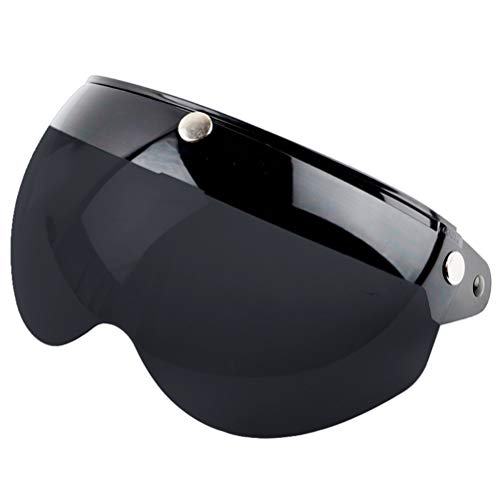 HEITIGN Helmet Visor Visor Universal 3 Snap Retro Helmet Visor Windproof Sun Half Face Motorcycle Helmets Visor BlackDark Brown - Image 1