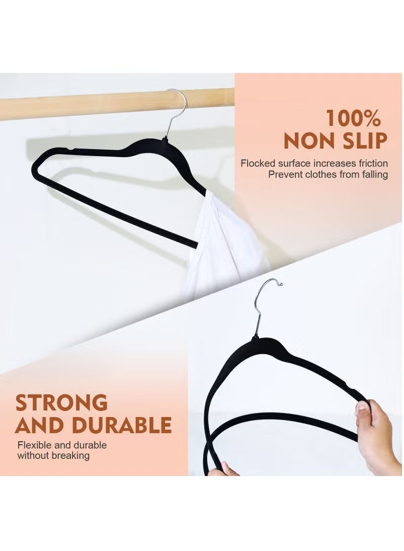 HOMESTAR 20Pcs Non Slip Felt Hangers Space Saving Clothes Hanger Velvet Hanger Heavy Duty Adult Hanger For Coat Suit Black - Image 2