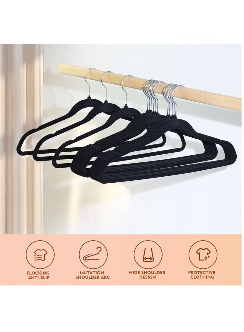 HOMESTAR 20Pcs Non Slip Felt Hangers Space Saving Clothes Hanger Velvet Hanger Heavy Duty Adult Hanger For Coat Suit Black - Image 3