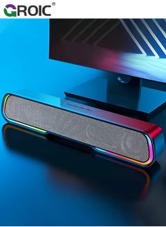 GROIC Computer Speaker Sound Bar, Wired & Wireless Bluetooth 5.0 Surround Bass Audio, Black Smart Home Speakers with AUX TFcard Connection, Best Theater Loud Speaker for PC TV Desktop ＆ Room  - Image 1