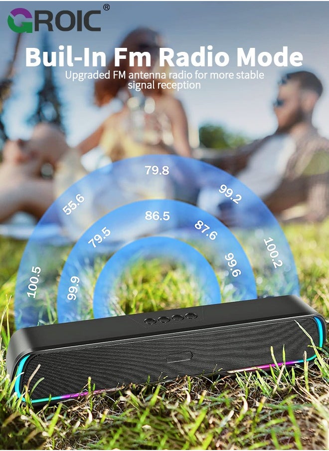 GROIC - Computer Speaker Sound Bar, Wired & Wireless Bluetooth 5.0 Surround Bass Audio, Black Smart Home Speakers with AUX TFcard Connection, Best Theater Loud Speaker for PC TV Desktop ＆ Room - Image 1
