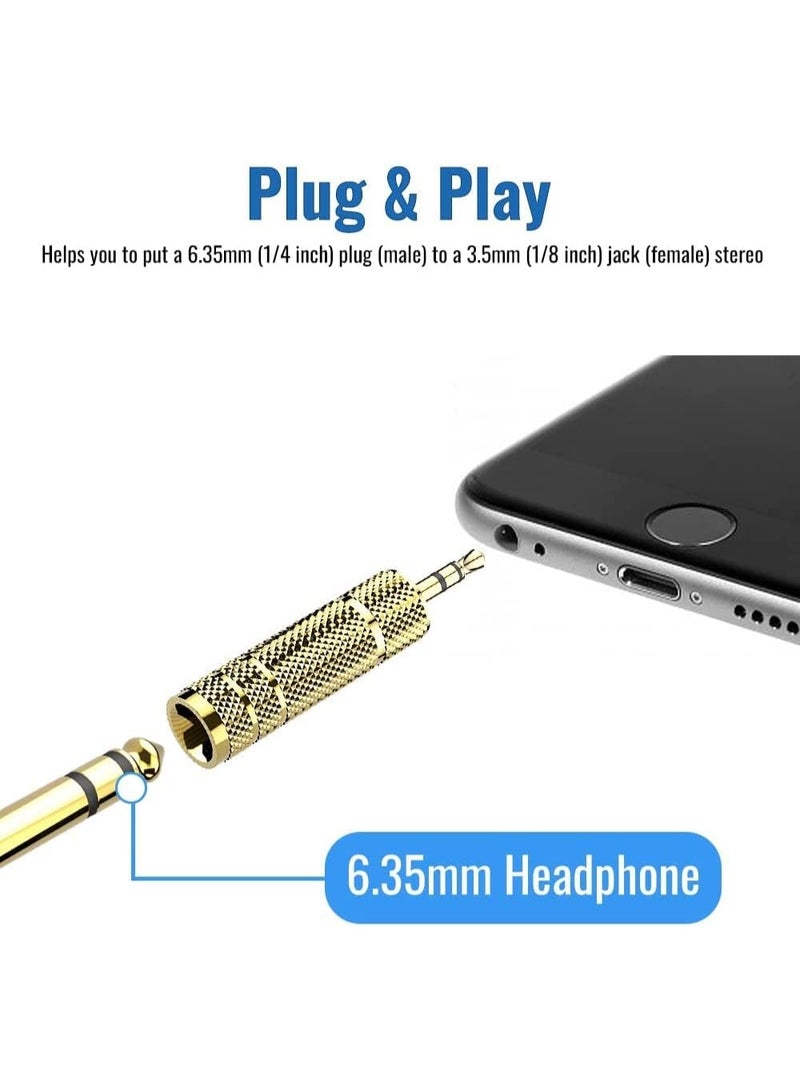 igeekwell Headphone Adapter Jack 3.5mm Male 1/8 inch to 6.35mm Female 1/4 inch Audio Stereo Adapter, Small to Big Headphone Audio Jack Plug Adaptor Converter for Studio Headphones, Guitar Amps, 6 pack - Image 3