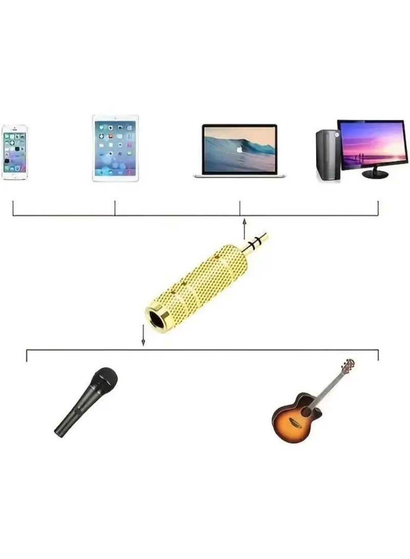 igeekwell Headphone Adapter Jack 3.5mm Male 1/8 inch to 6.35mm Female 1/4 inch Audio Stereo Adapter, Small to Big Headphone Audio Jack Plug Adaptor Converter for Studio Headphones, Guitar Amps, 6 pack - Image 2