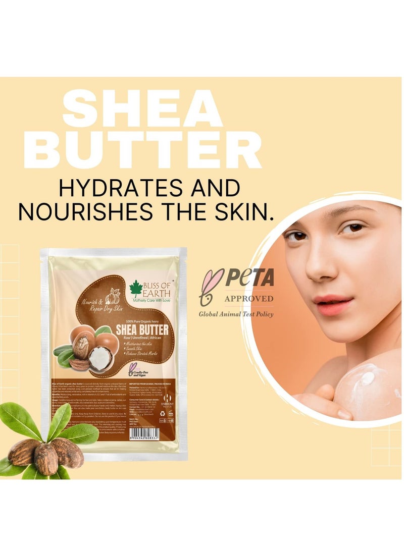 BLISS OF EARTH 100 Percent Pure Organic Shea Butter Refill Pack 200g Raw Unrefined African Shea Butter For Stretch Marks Great For Face Skin Body Lips and DIY products  - Image 5