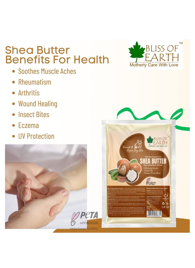 BLISS OF EARTH 100 Percent Pure Organic Shea Butter Refill Pack 200g Raw Unrefined African Shea Butter For Stretch Marks Great For Face Skin Body Lips and DIY products  - Image 4