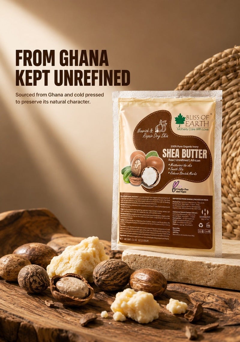 Bliss of Earth Organic Shea Butter Refill Pack 200g, Raw Unrefined & African - Image 2