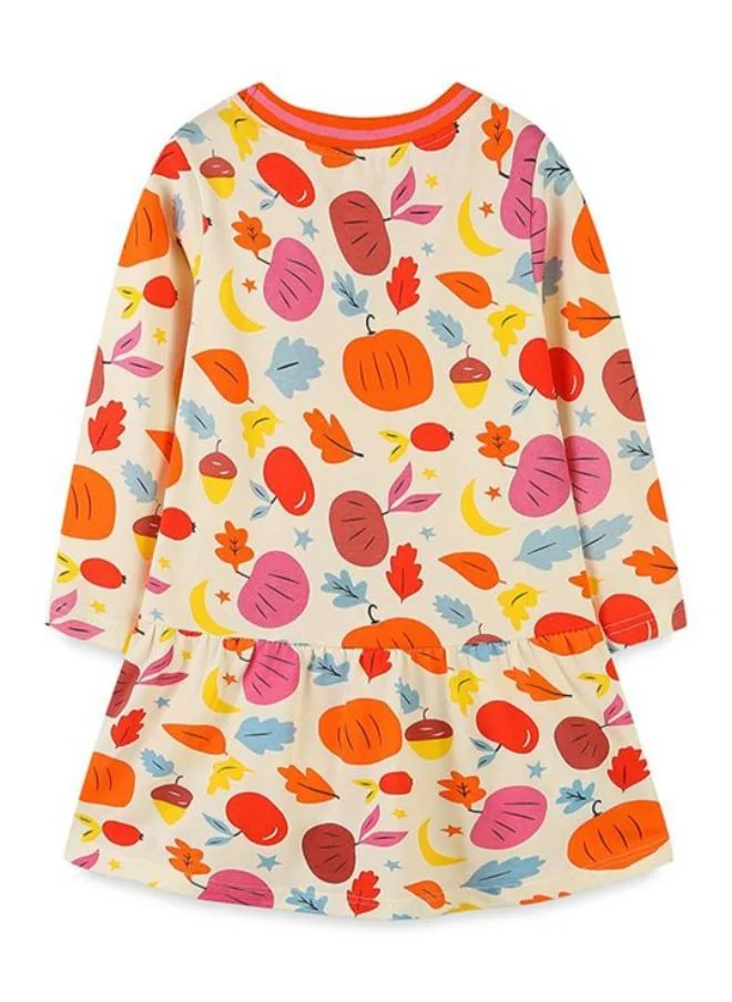 YUNIQEE Multicolour A-Line Crew Neck Printed Dress