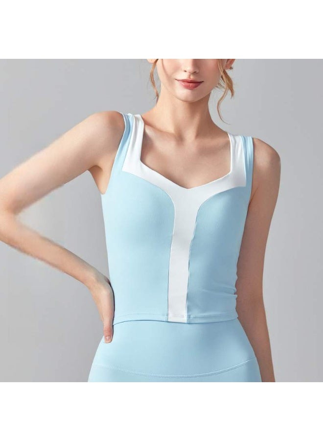 KUYING New Fashionable Color Blocked Front and Rear V-neck Yoga Vest - Image 1