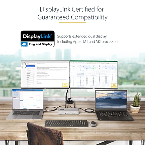 StarTech.com Dual-Laptop USB-C KVM Docking Station, Dual Monitor 4K 60Hz DisplayPort Dock, 5-Port USB Hub, GbE, 90W/45W Power Delivery to Two Laptops, Windows/Mac, 2-Host KVM Dock, TAA - Image 5