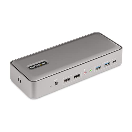 StarTech.com Dual-Laptop USB-C KVM Docking Station, Dual Monitor 4K 60Hz DisplayPort Dock, 5-Port USB Hub, GbE, 90W/45W Power Delivery to Two Laptops, Windows/Mac, 2-Host KVM Dock, TAA - Image 1
